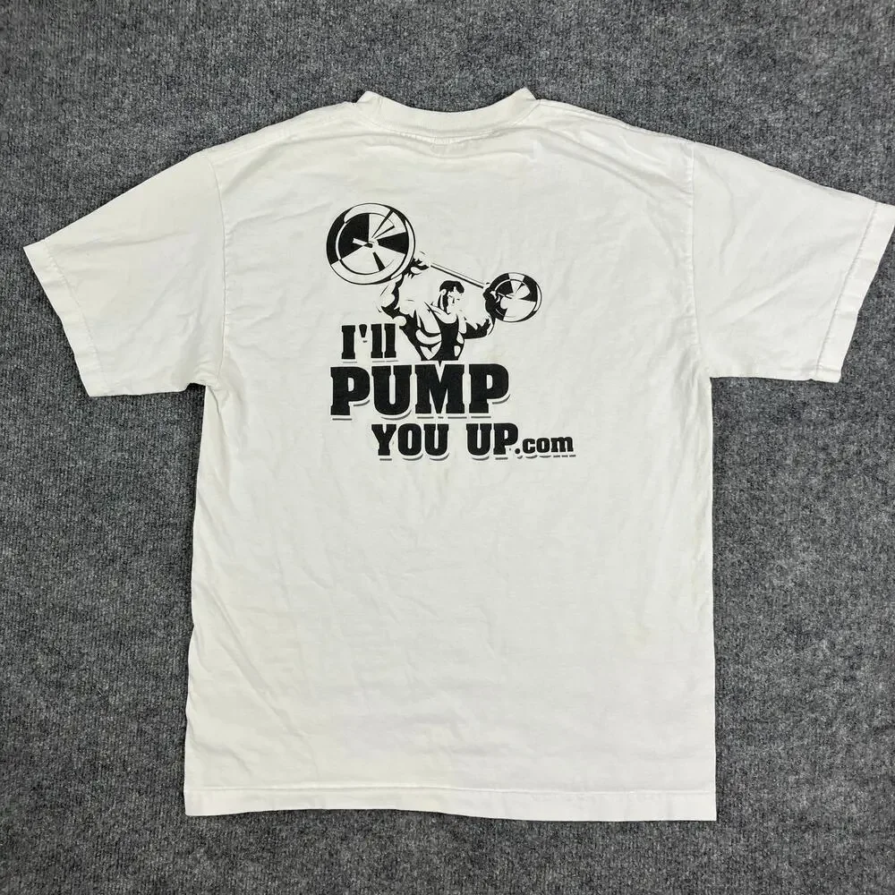 Graphic T-Shirt Mens‎ Size S White I’ll Pump You Up Gym Bodybuilding Funny